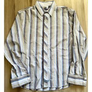 English Laundry Shirt Mens 3XL Blue Red Striped Button Up Logo Hand Sewn EUC